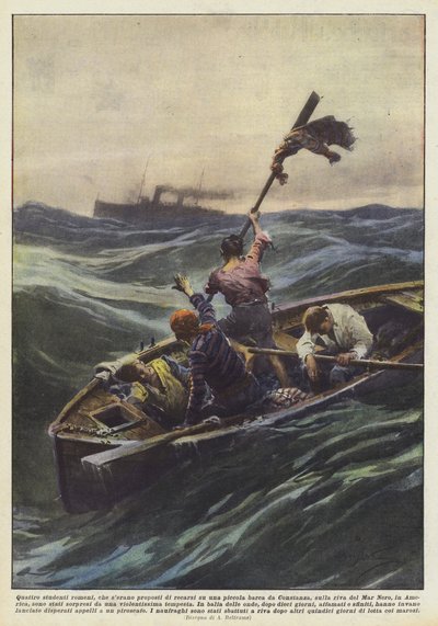 Quatre étudiants roumains, qui avaient prévu de se rendre en petite barque de Constanza - Achille Beltrame