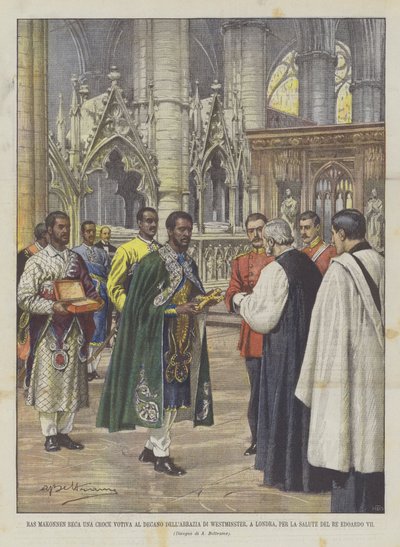 Ras Makonnen apporte une croix votive au doyen de l