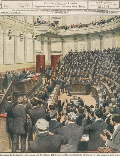 Réouverture du Parlement italien le soir du 22 février, acclamations de l