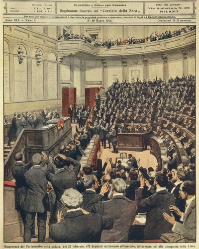 Réouverture du Parlement italien le soir du 22 février, acclamations de l
