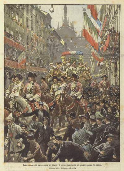 Résurrection du carnaval de Milan, le défilé masqué du jeudi gras (9 mars) - Achille Beltrame