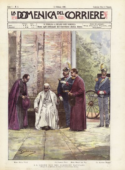 SS Léon XIII dans les Jardins du Vatican - Achille Beltrame