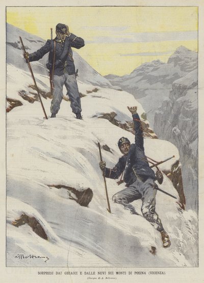 Surpris par la glace et la neige sur les montagnes de Posina (Vicence) - Achille Beltrame