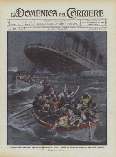 Terrible désastre maritime, le plus grand transatlantique Titanic coule avec 1600 personnes - Achille Beltrame