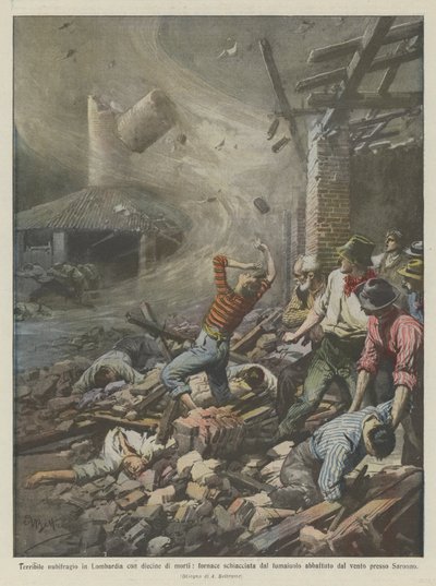 Terrible orage en Lombardie avec des dizaines de morts, fournaise écrasée par la cheminée - Achille Beltrame