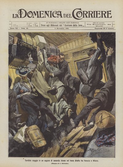 Terrible voyage dans un wagon de seconde classe entre Venise et Milan - Achille Beltrame