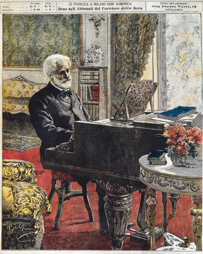 Le compositeur italien Giuseppe Verdi dans son étude - Achille Beltrame