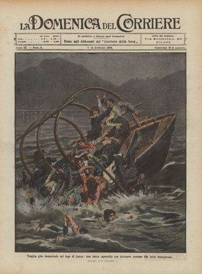 Tragique excursion dominicale sur le lac de Lecco, un bateau chaviré avec dix-neuf personnes toutes noyées - Achille Beltrame