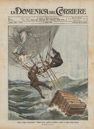 Voyage tragique du ballon Regina Elena parti de Milan et tombé en mer près d