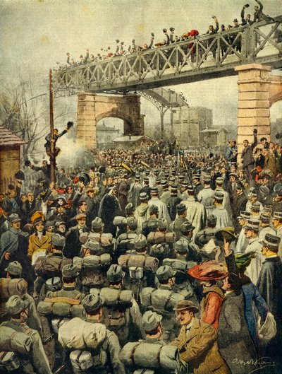 Retour triomphal des troupes italiennes de Libye à Milan, illustrateur Achille Beltrame, de La Domenica del Corriere, 26 janvier 1913 - Achille Beltrame