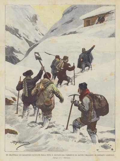 Un détachement de carabiniers bloqué par la neige et sauvé par le curé et quelques courageux de Boissano (Albenga) - Achille Beltrame