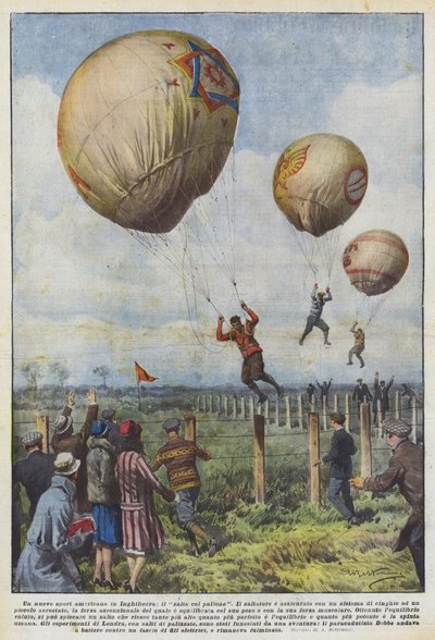 Un nouveau sport américain en Angleterre, le saut avec ballon - Achille Beltrame