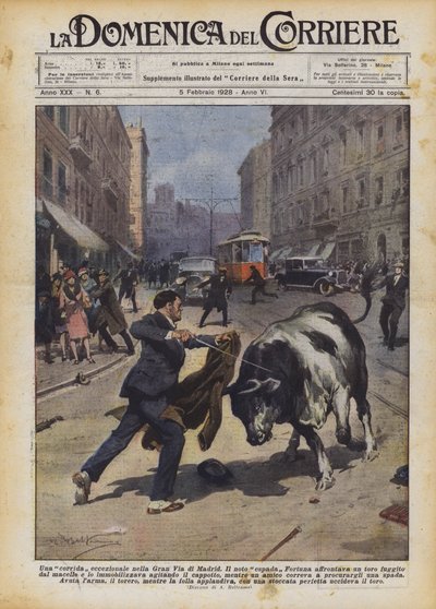 Une corrida exceptionnelle dans la Gran Vía de Madrid - Achille Beltrame