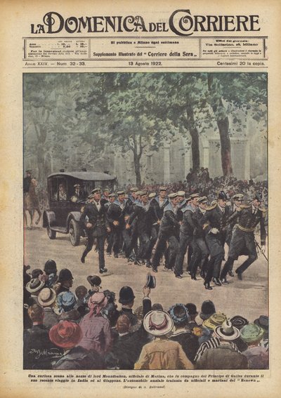 Une scène curieuse aux noces de lord Mountbatten, officier de marine - Achille Beltrame