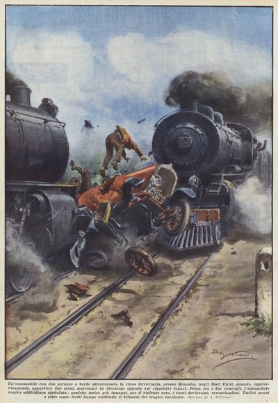 Une automobile avec deux personnes à bord traversait la ligne ferroviaire, près de Kenosha - Achille Beltrame
