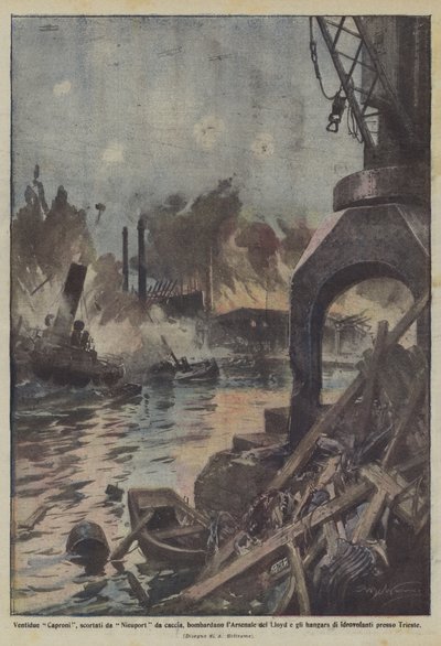 Vingt-deux Caproni, escortés par des Nieuport de chasse, bombardent l