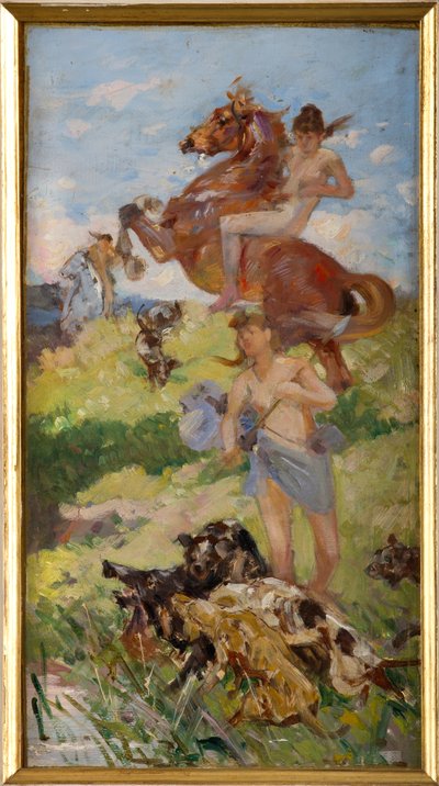 Scène de chasse - Achille Boschi