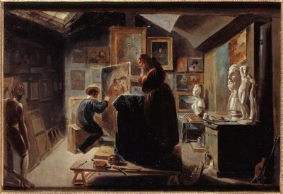 Pose du modèle, vers 1838 (huile sur papier sur toile) - Achille Devéria