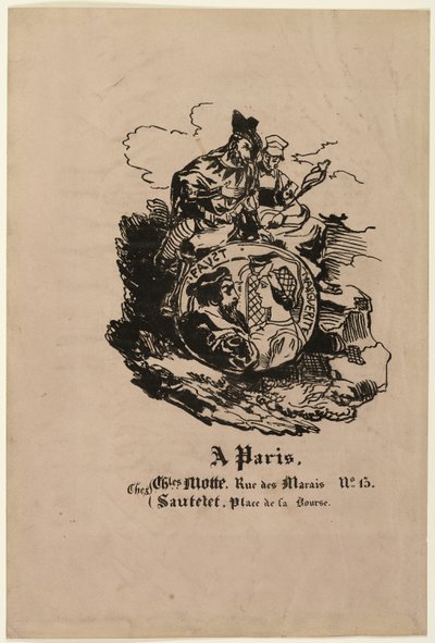 Portrait en médaillon de Faust et Marguerite, feuille d