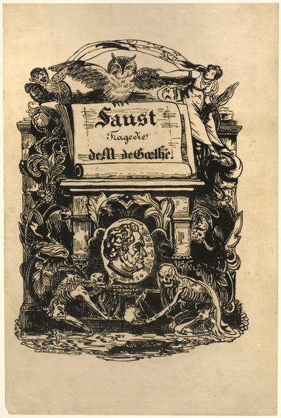 Médaillon portrait de Goethe, page de titre de Faust - Achille Devéria