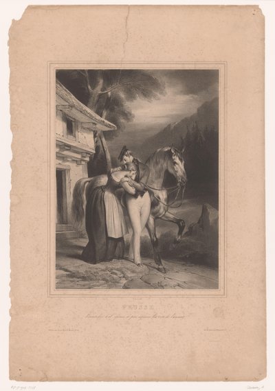 Soldat prussien faisant ses adieux à sa femme (Couples amoureux de différents pays) - Achille Devéria
