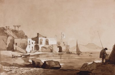 Port arborant le drapeau Borbone avec le Vésuve au sud, avec des ajouts par un élève Borbone - Achille Vianelli