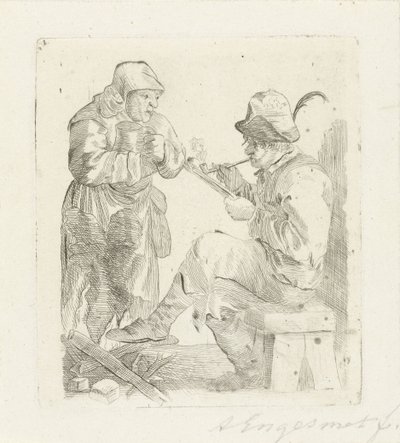 Homme fumant - Adalbertus Engelsmet (signed by artist)