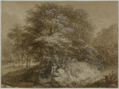 Bosquet ombragé avec nymphe assise sous un arbre - Adam Friedrich Oeser