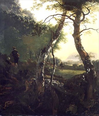 Un paysage boisé italien avec des figures et du bétail - Adam Pynacker