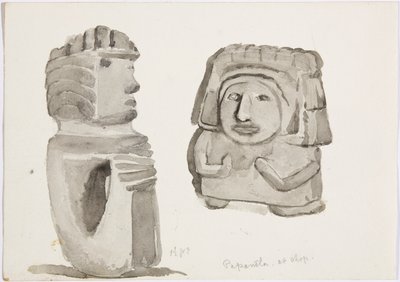 Figures en pierre à Papantla, Mexique - Adela Breton