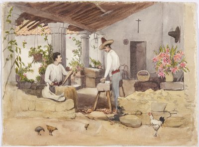 Deux hommes fabriquant des selles, atelier de sellerie, Coscomatepec, Mexique - Adela Breton