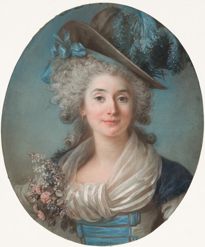 Une noble dame à la mode portant un chapeau à plumes - Adelaide Labille Guiard