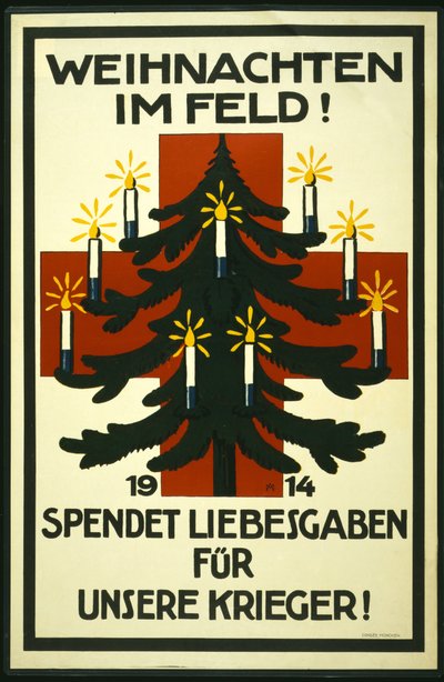 Campagne de Noël par la Croix-Rouge allemande demandant des colis à envoyer aux troupes en première ligne, pub. Munich - Adolf Munzer