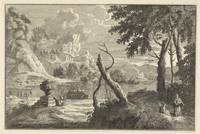 Paysage fluvial arcadien avec arbre brisé - Adolf van der Laan