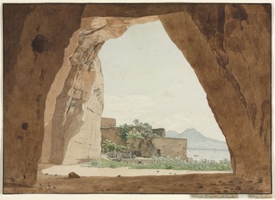 Vésuve et la baie de Naples depuis une grotte - Adolf von Heydeck