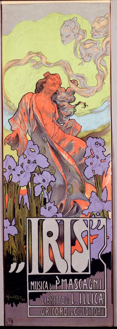Iris, opéra composé par Pietro Mascagni et livret italien de Luigi Illica (1898). Affiche illustrée par Adolfo Hohenstein (1854-1928) 1910 - Adolfo Hohenstein