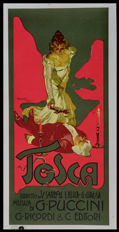 Tosca, affiche publicitaire pour une représentation - Adolfo Hohenstein