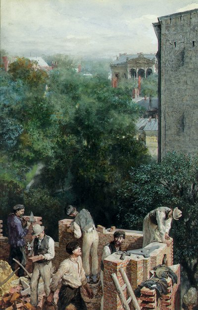 Maçons sur un chantier - Adolph Menzel