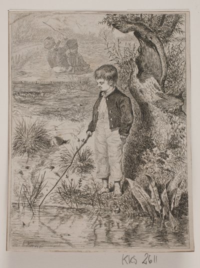 Un garçon pêchant - Johan Adolph Kittendorff