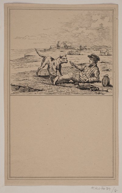 Le berger et le chien. N° 7 dans Chr. Winther et M. Rørbye, 25 images pour petits enfants - Johan Adolph Kittendorff