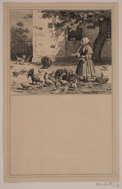 Dans la basse-cour. N° 11 de Chr. Winther et M. Rørbye, "25 Images pour petits enfants" - Johan Adolph Kittendorff
