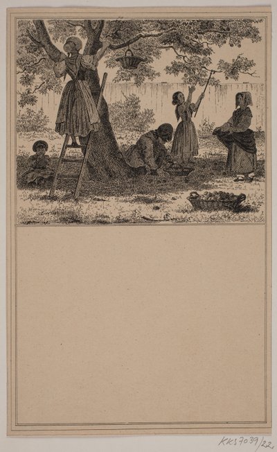 Sous le pommier. Nr. 21 dans Chr. Winther et M. Rørbye, "25 Images pour petits enfants" - Johan Adolph Kittendorff
