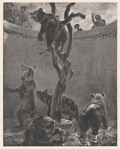 La fosse aux ours du jardin zoologique (The Bear Pit in the Zoological Gardens) - Adolph Menzel