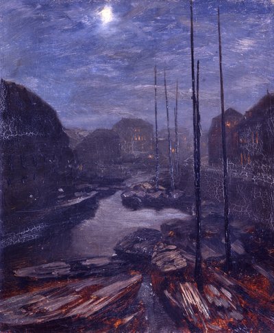 Clair de lune sur la Friedrichsgracht dans le vieux Berlin - Adolph Menzel
