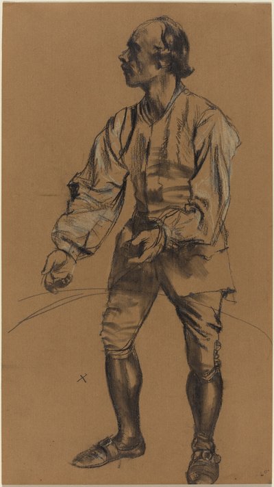 Richard Menzel posant en costume du XVIIIe siècle - Adolph Menzel