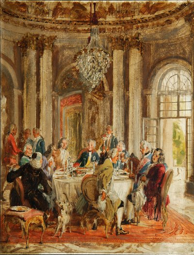 La Table Ronde de Frédéric II à Sanssouci esquisse, 1848 - Adolph Menzel