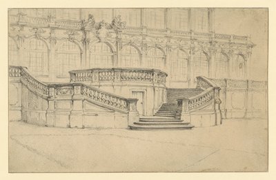 Escalier menant au Salon des mathématiques et de la physique au Zwinger de Dresde - Adolph Menzel
