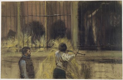 Deux gardiens devant le pavillon des fauves - Adolph Menzel