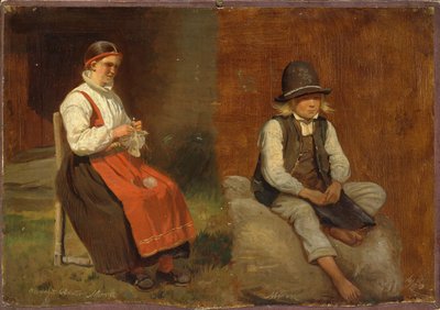 Études de figures réalisées à Mora, en Suède - Adolph Tidemand