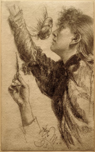 Étude pour une jeune femme avec bras levé - Adolph Menzel